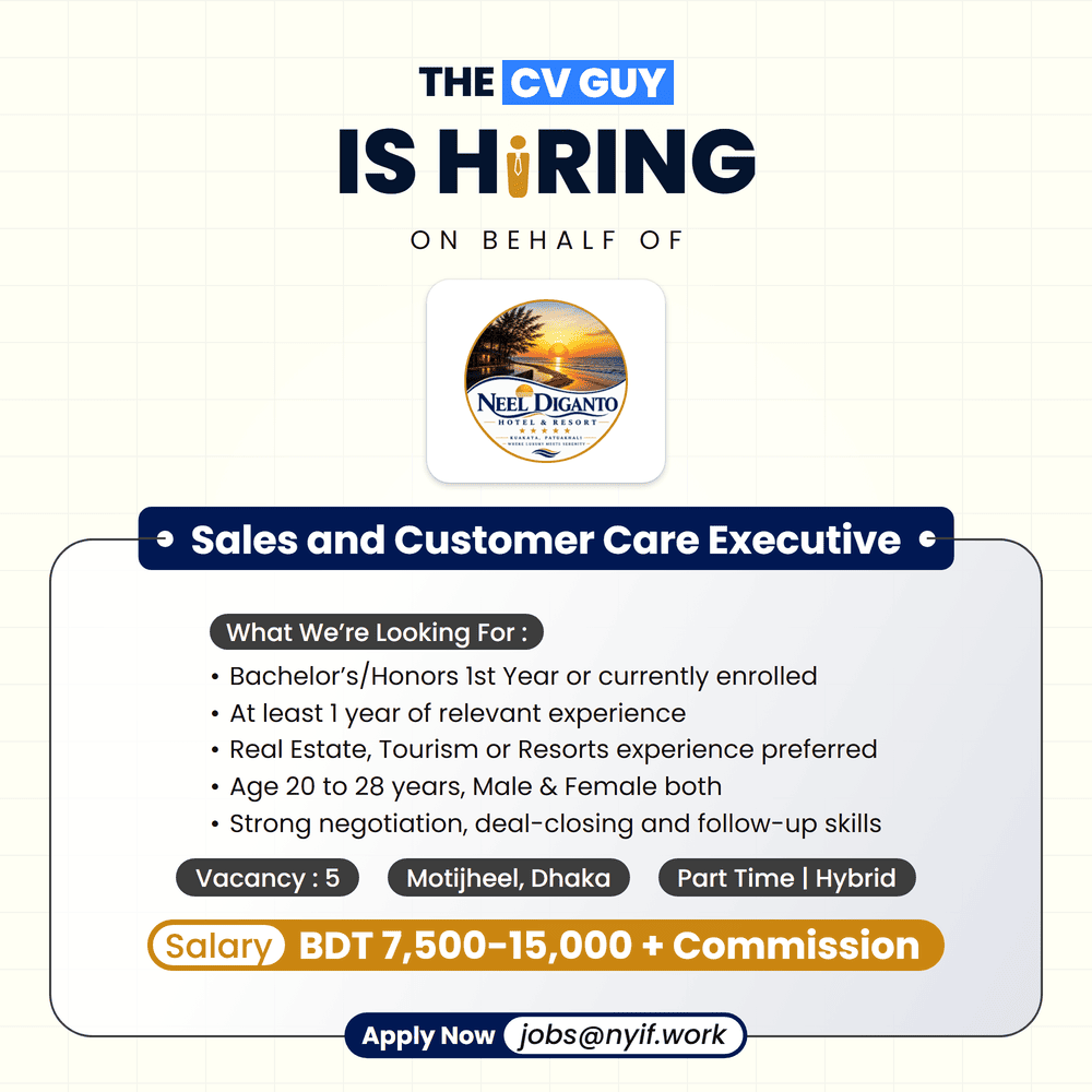 Sales and Customer Care Executive Job at Neel Diganto Hotel & Resort