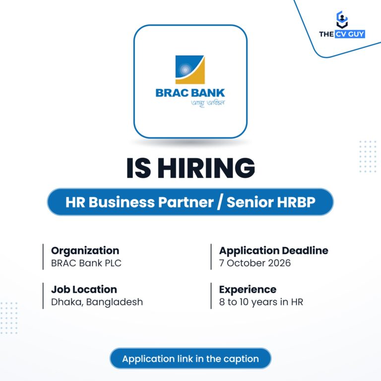 BRAC Bank PLC is hiring HR Business Partner / Senior HR Business Partner