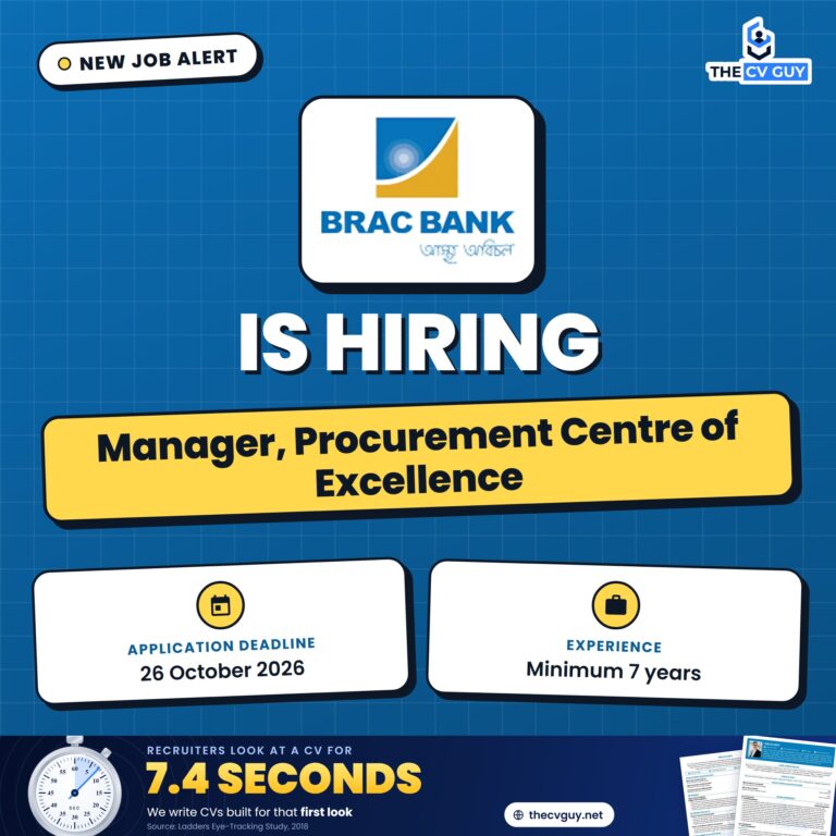 BRAC Bank Manager Procurement Centre of Excellence | The CV Guy