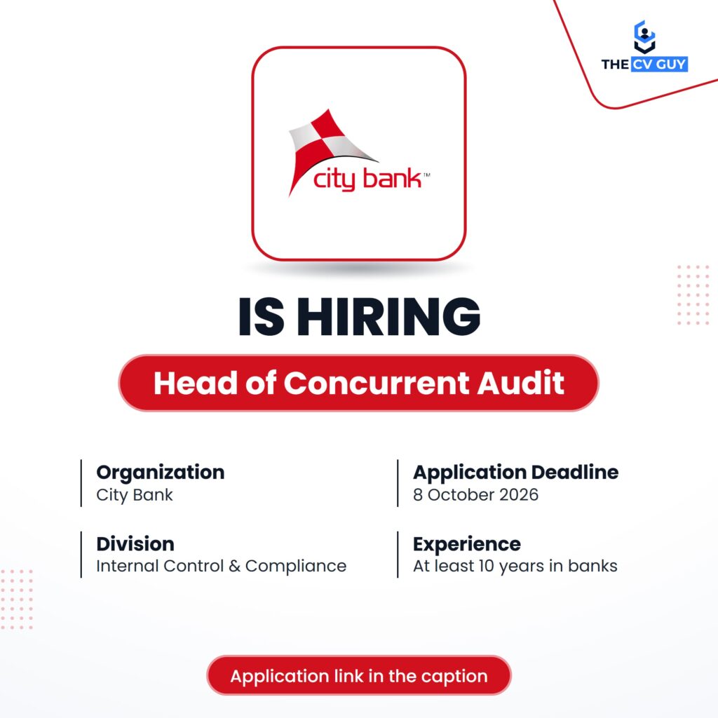 City Bank is hiring Head of Concurrent Audit