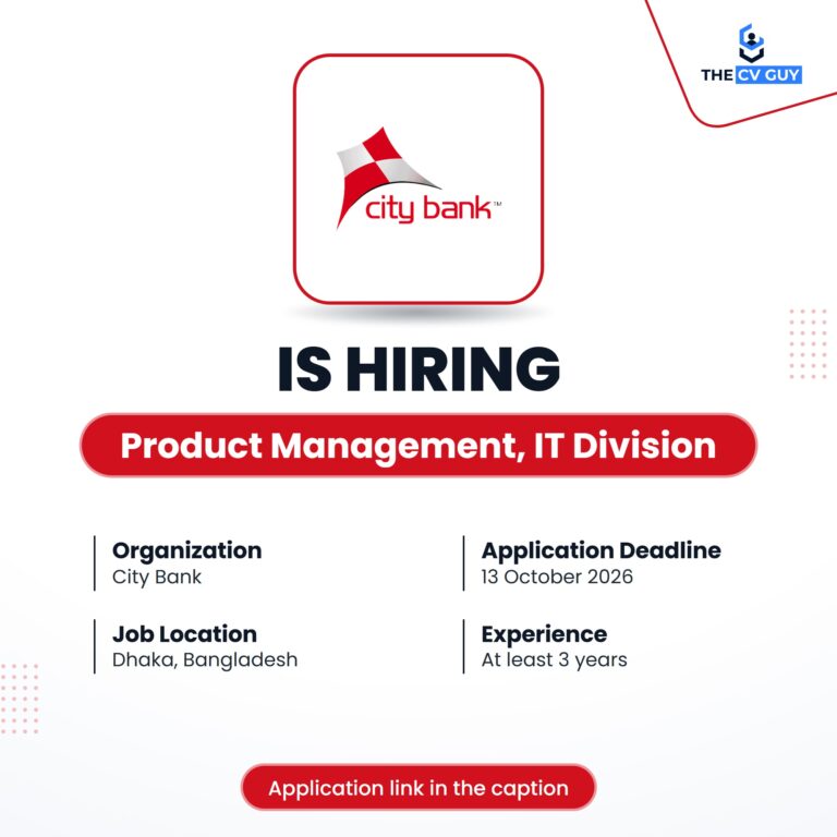 City Bank PLC is hiring Product Management, Information Technology Division