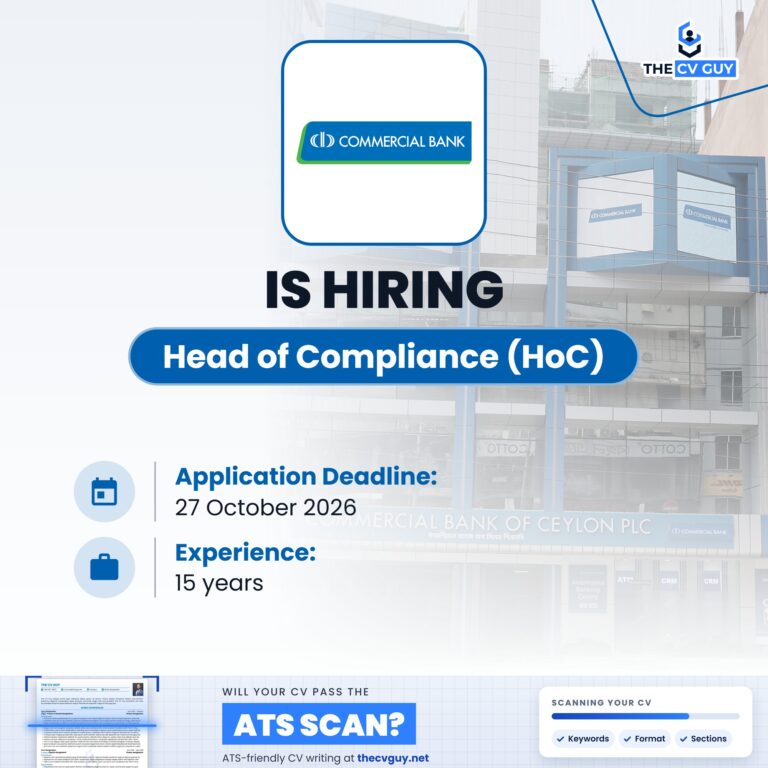 Commercial Bank of Ceylon Head of Compliance HoC is hiring