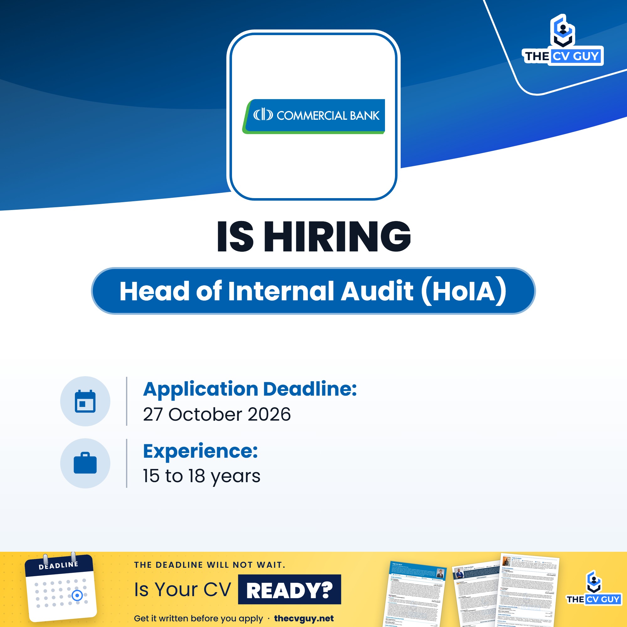Commercial Bank of Ceylon Head of Internal Audit The CV Guy