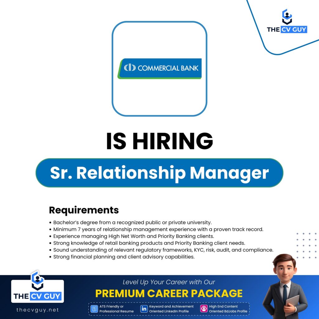 Commercial Bank of Ceylon PLC is Hiring Senior Relationship Manager, Prestige | Bank job 2026