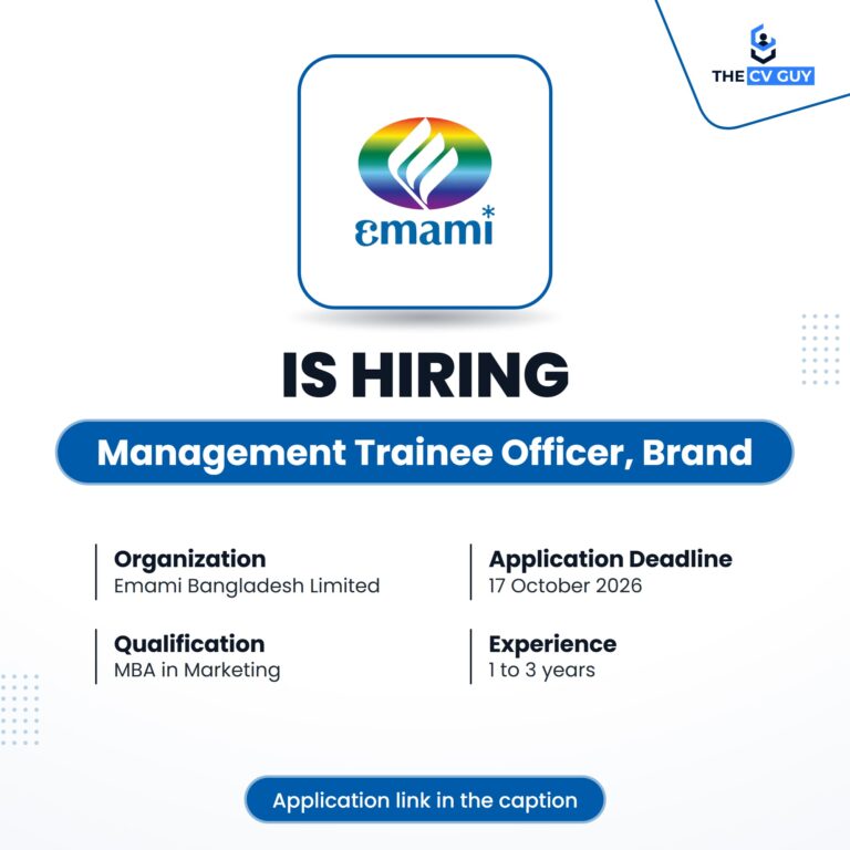 Emami Bangladesh Limited is hiring Management Trainee Officer, Brand