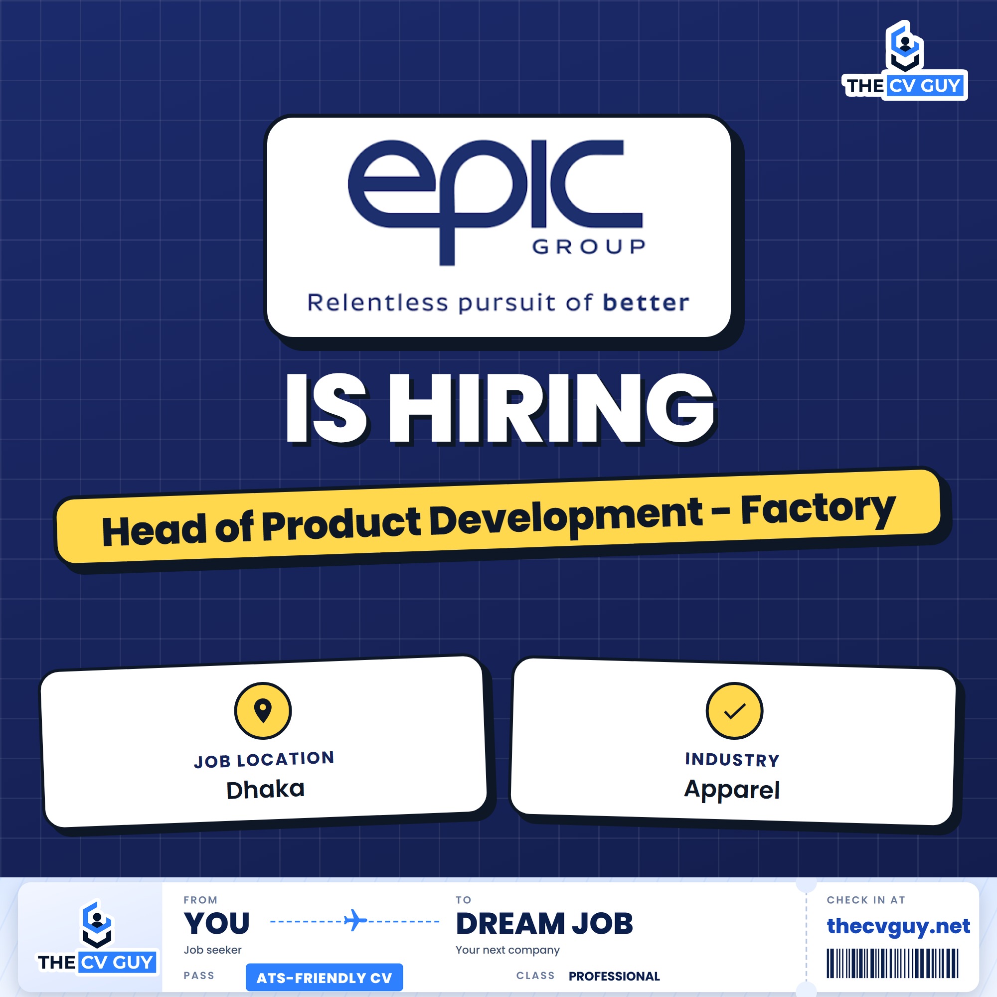 Epic Group Job Circular 2026 | Head of Product Development - Factory ...