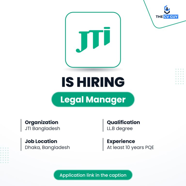 JTI (Japan Tobacco International) Bangladesh is hiring Legal Manager