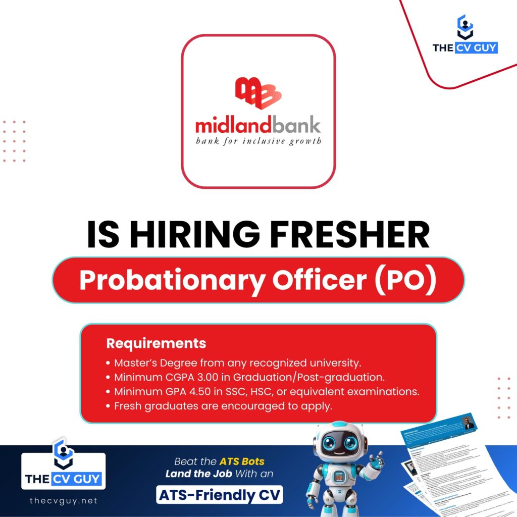 Midland Bank PLC is hiring Probationary Officer (PO)