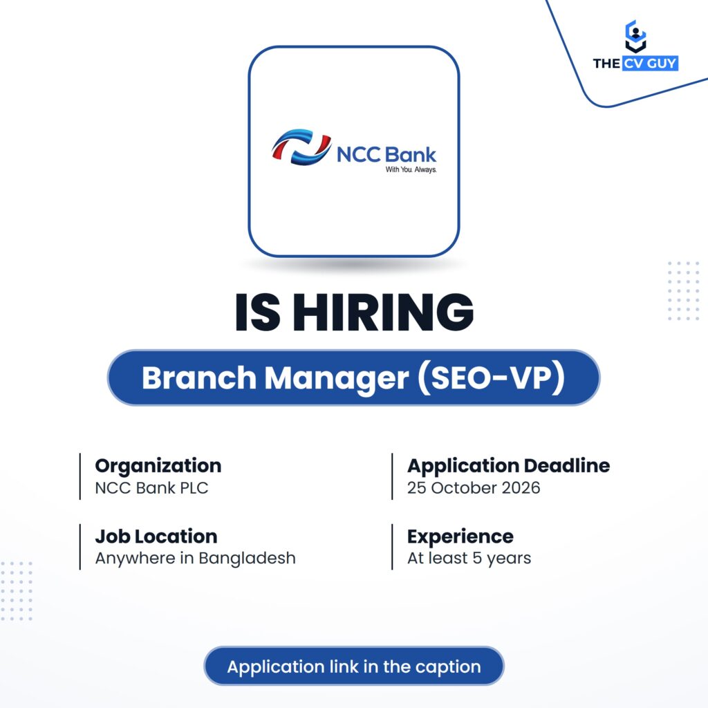 National Credit and Commerce Bank PLC is hiring Branch Manager (SEO-VP)
