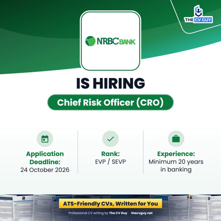 NRBC Bank PLC is hiring Chief Risk Officer (CRO)