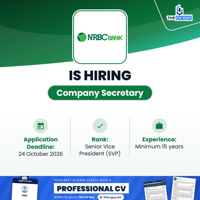 NRBC Bank PLC is hiring Company Secretary