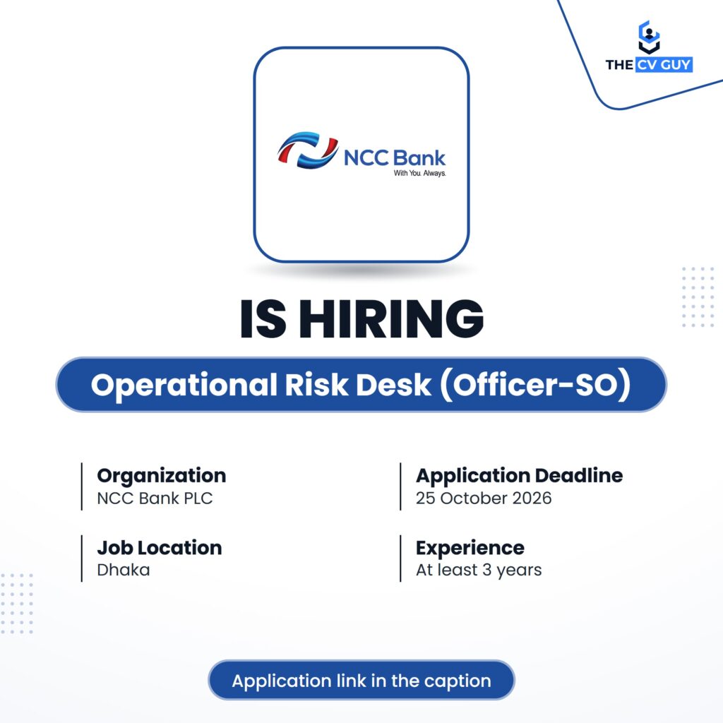 National Credit and Commerce Bank PLC Operational Risk Desk Risk Management Division Offic job circular 2026
