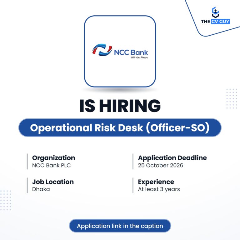 National Credit and Commerce Bank PLC Operational Risk Desk Risk Management Division Offic job circular 2026