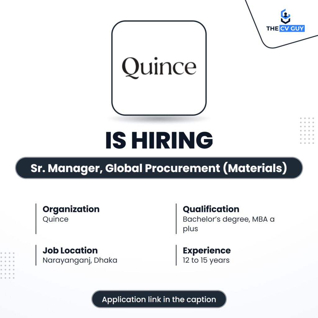 Quince is hiring Senior Manager, Global Procurement (Materials)