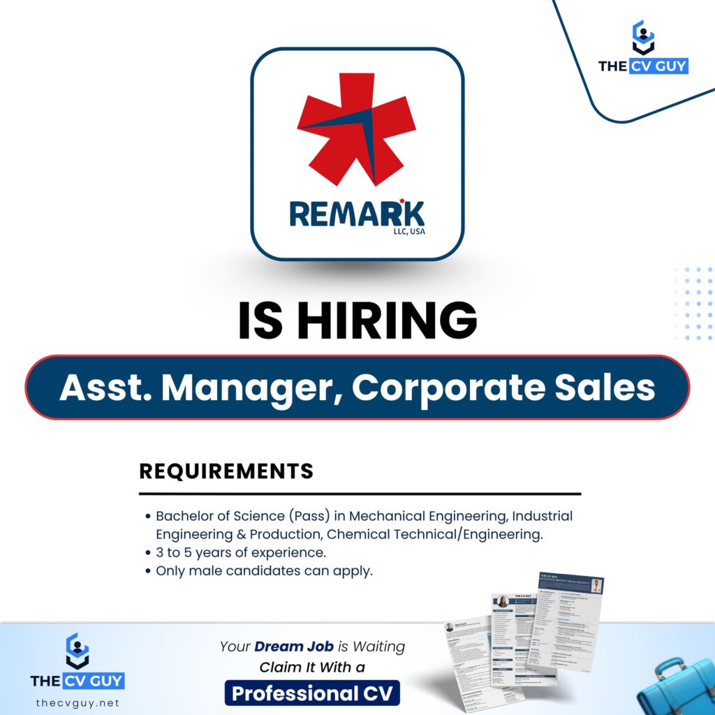 Remark HB Limited Job Circular 2026 | Assistant Manager, Corporate Sales 1 The CV Guy is the No.1 Resume/CV Writer in Bangladesh, Asia & Middle East Remark HB Limited Job Circular 2026 | Assistant Manager, Corporate Sales