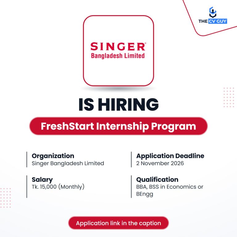Singer Bangladesh Limited FreshStart Internship Program job circular 2026