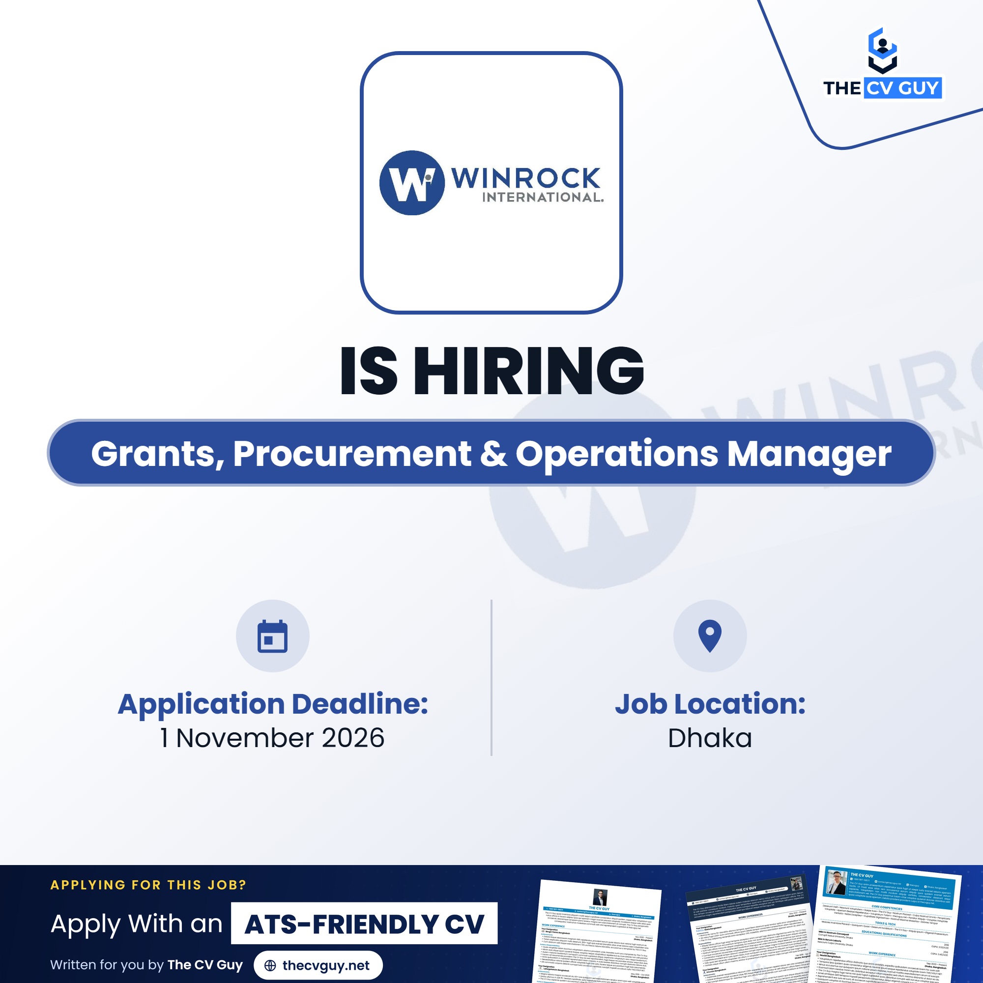 Winrock International Grants Procurement Operations Manager The CV Guy