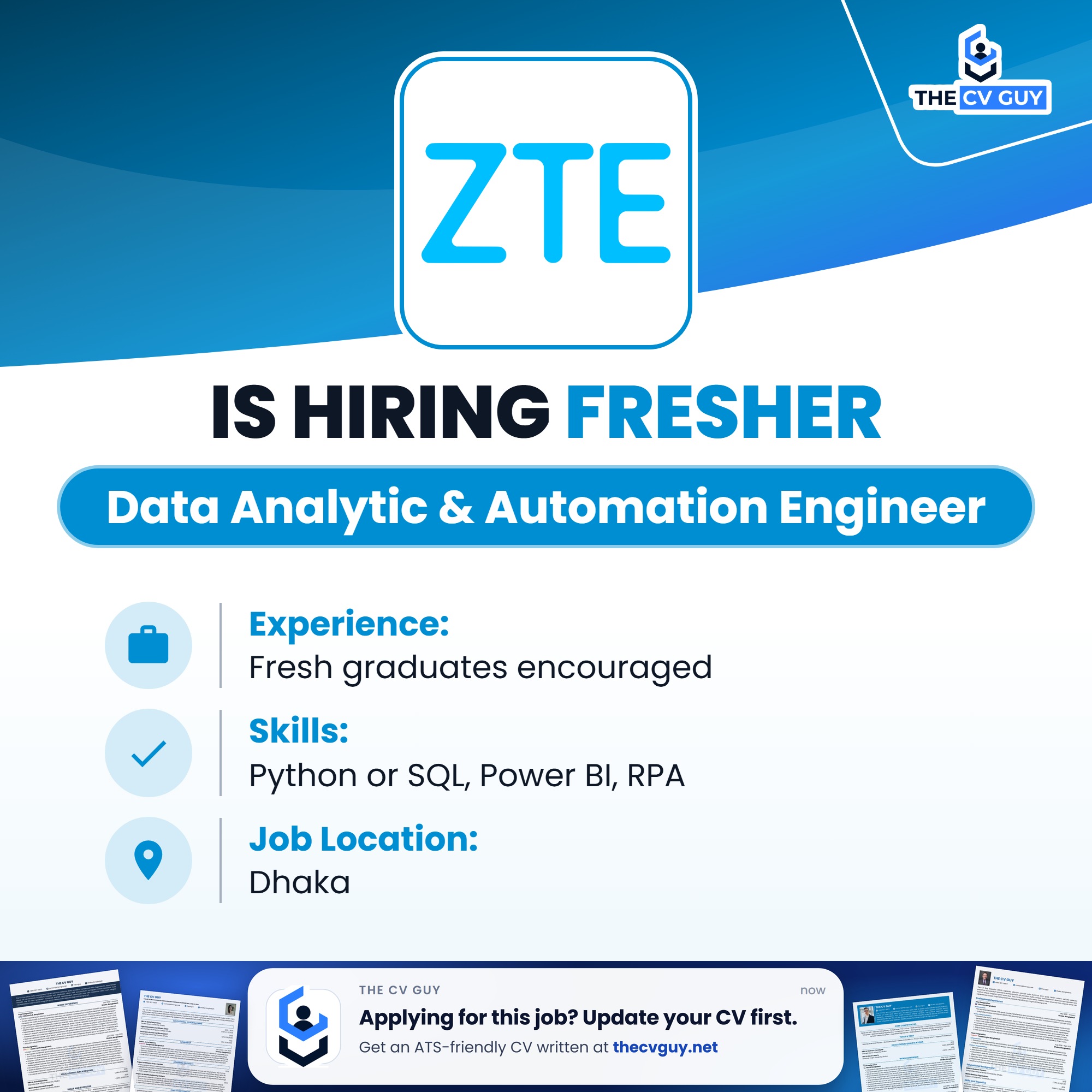 ZTE Job Circular 2026 | Data Analytic & Automation Engineer | The CV Guy