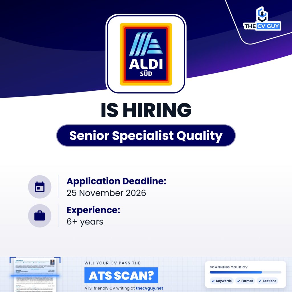 ALDI Job Circular 2026 | Senior Specialist Quality 1 The CV Guy is the No.1 Resume/CV Writer in Bangladesh, Asia & Middle East aldi senior specialist quality