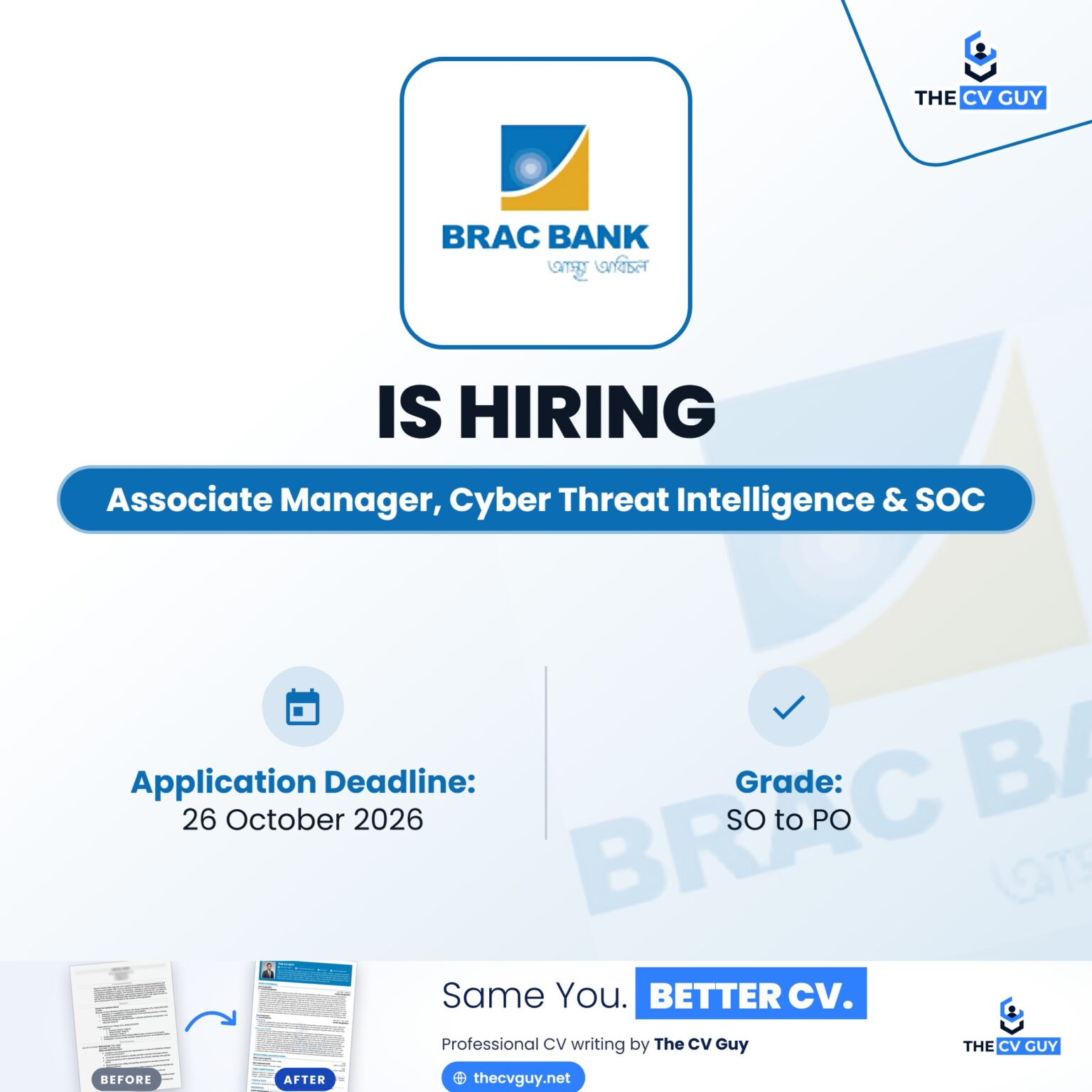 Professional Computer Jobs BRAC Bank Job Circular 2026 | Associate Manager, Cyber Threat ...