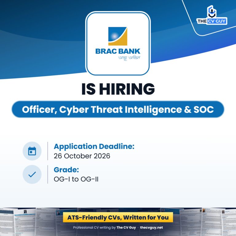 BRAC Bank is hiring Officer, Cyber Threat Intelligence and SOC
