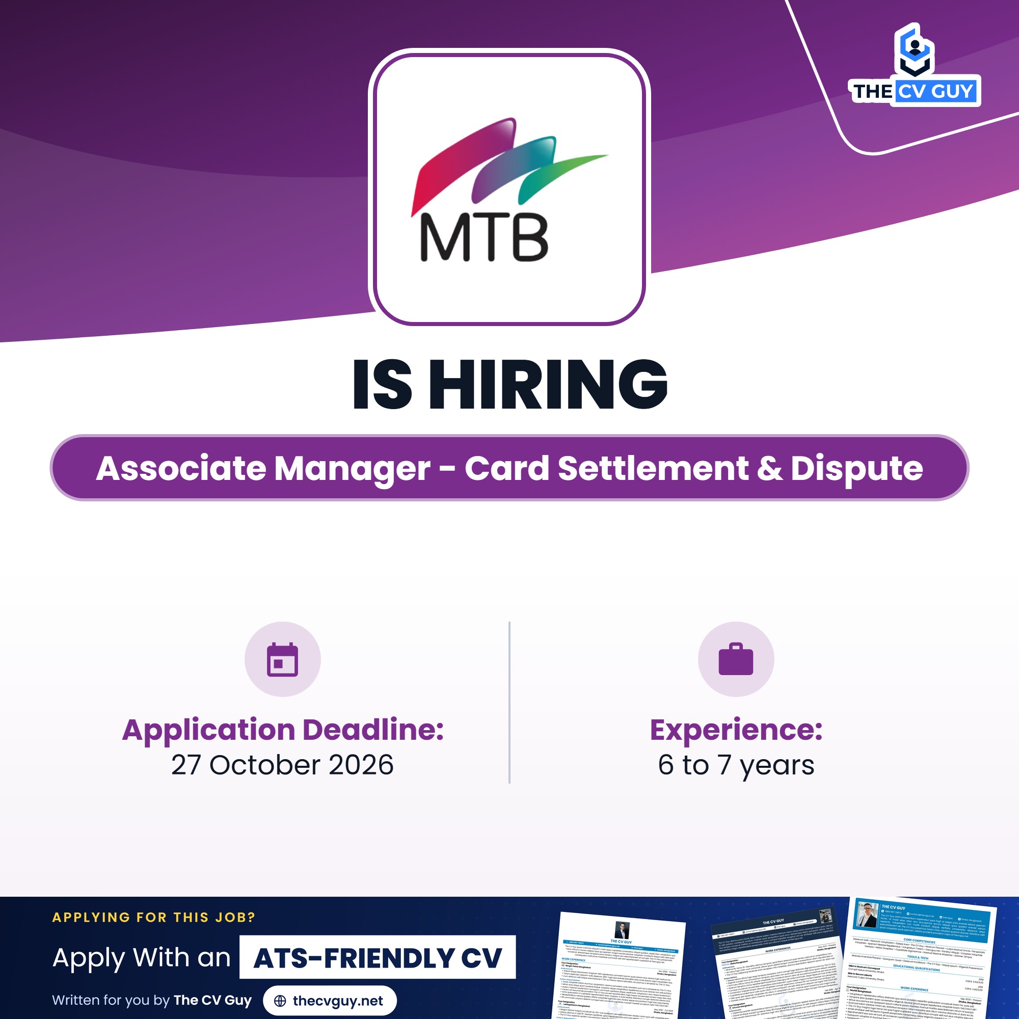 mtb associate manager card settlement dispute