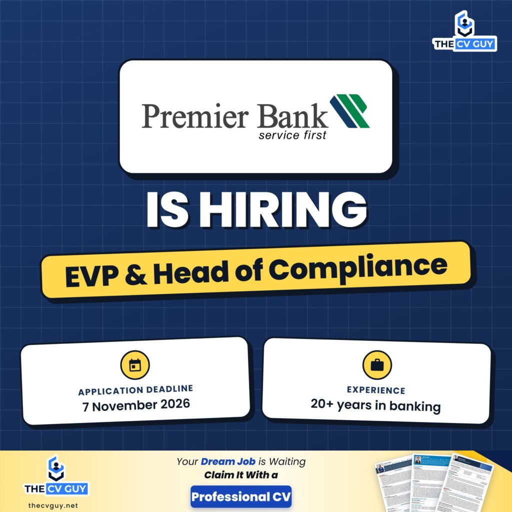 Premier Bank Job Circular 2026 | EVP & Head of Compliance 1 The CV Guy is the No.1 Resume/CV Writer in Bangladesh, Asia & Middle East premier bank evp head of compliance