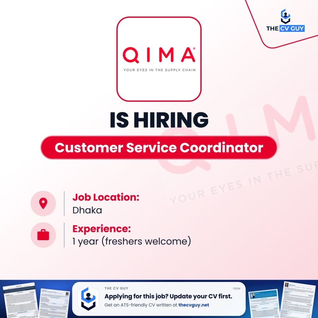 QIMA is hiring Customer Service Coordinator