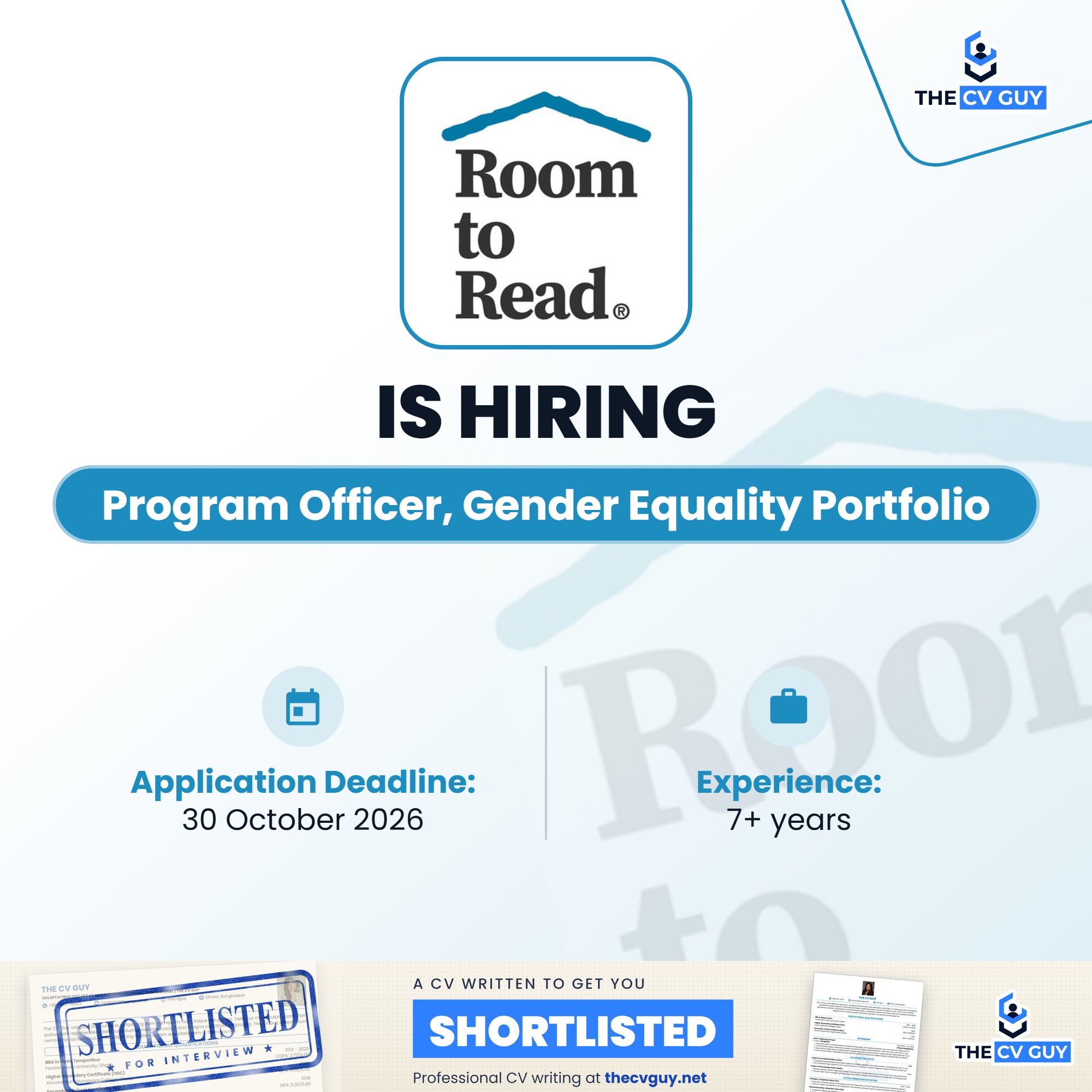 room to read program officer gender equality