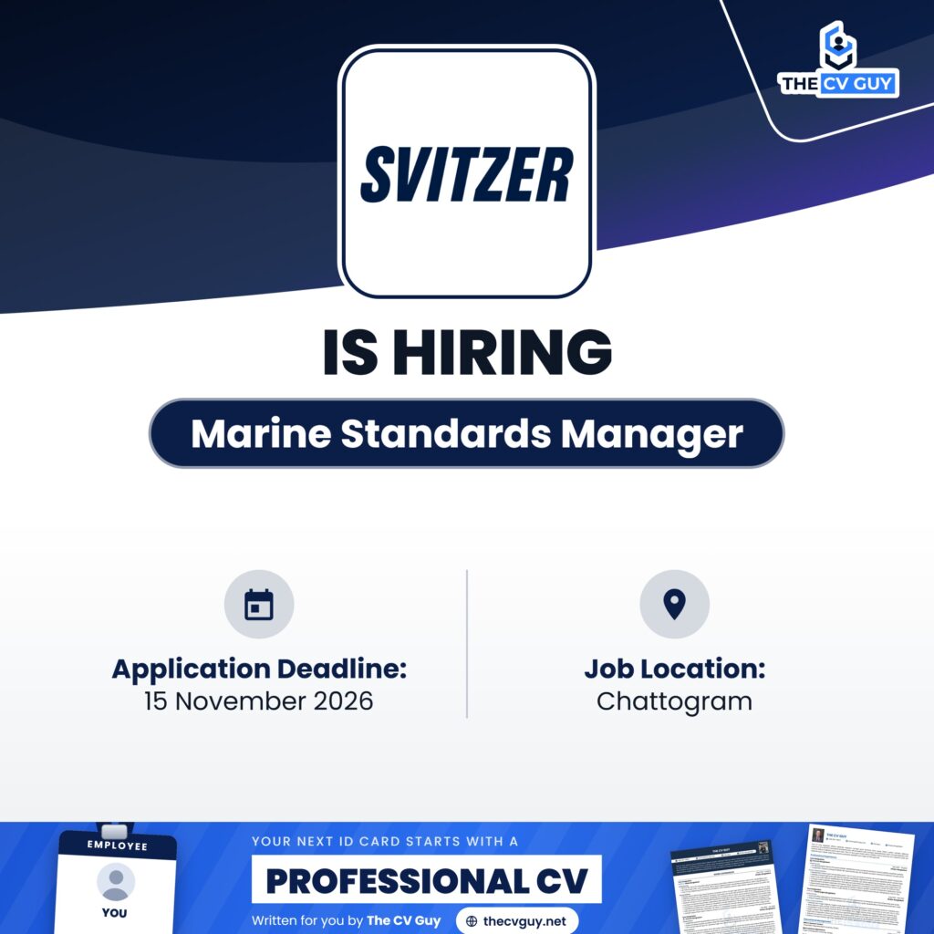 Svitzer Job Circular 2026 | Marine Standards Manager 1 The CV Guy is the No.1 Resume/CV Writer in Bangladesh, Asia & Middle East svitzer marine standards manager